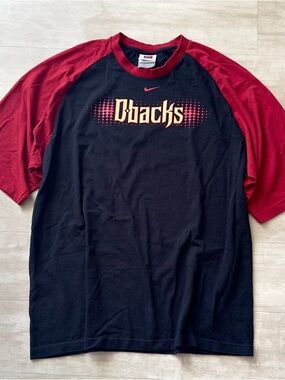 Vtg Nike Team Arizona Diamondbacks D-backs Shirt XL Center Swoosh Black Red MLB